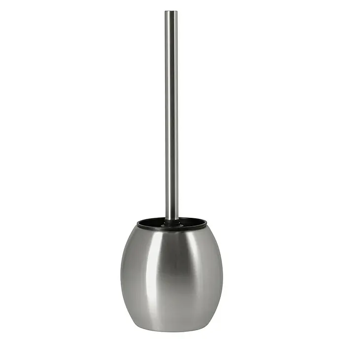 Venus WC-Bürstengarnitur Rumba - Höhe: 38,5 cm, Oval, Stahl, Matt - Silberne Toilettenbürste mit Griff in Kugelbasis, ein elegantes und hygienisches Badaccessoire für moderne Badezimmer.