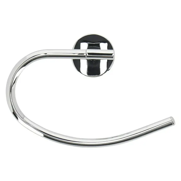 Venus Marina Handtuchring - Breite: 21 cm, Chrom, Glänzend - Nahaufnahme eines verchromten Handtuchhalters mit rundem Design, ideal für moderne Badezimmer, der Funktionalität und Stil vereint.