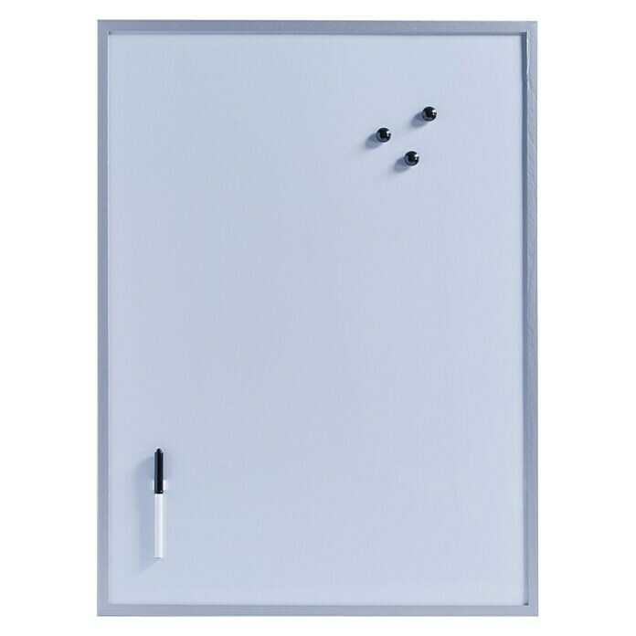 Zeller Magnet-Schreibtafel (80 cm x 60 cm x 14 mm, Metall, Silber, Inkl.  Stift, Stiftehalter, 3 Magnete, Aufhängeösen) | BAUHAUS