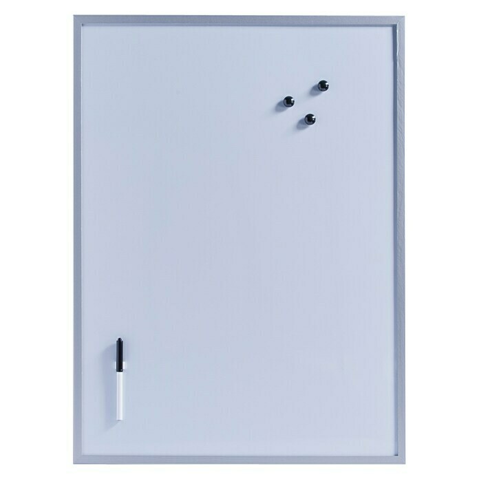 Zeller Present Magnet-Schreibtafel80 cm x 60 cm x 14 mm, Metall, Silber, Inkl. Stift, Stiftehalter, 3 Magnete, Aufhängeösen Front View