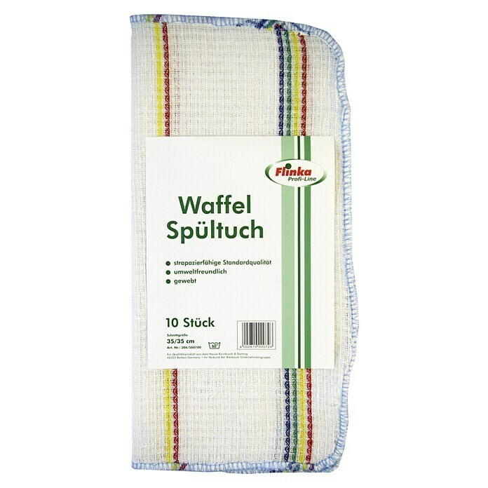 Flinka Profi-Line Waffelspültuch10 Stk., 35 x 35 cm, Waschbar bis 60 °C Front View