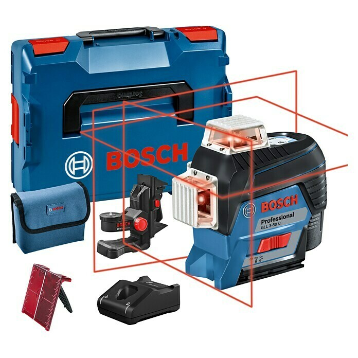 Bosch Professional Linienlaser GLL 3-80C (Max. Arbeitsbereich: 30 m, 7 -tlg.) | BAUHAUS