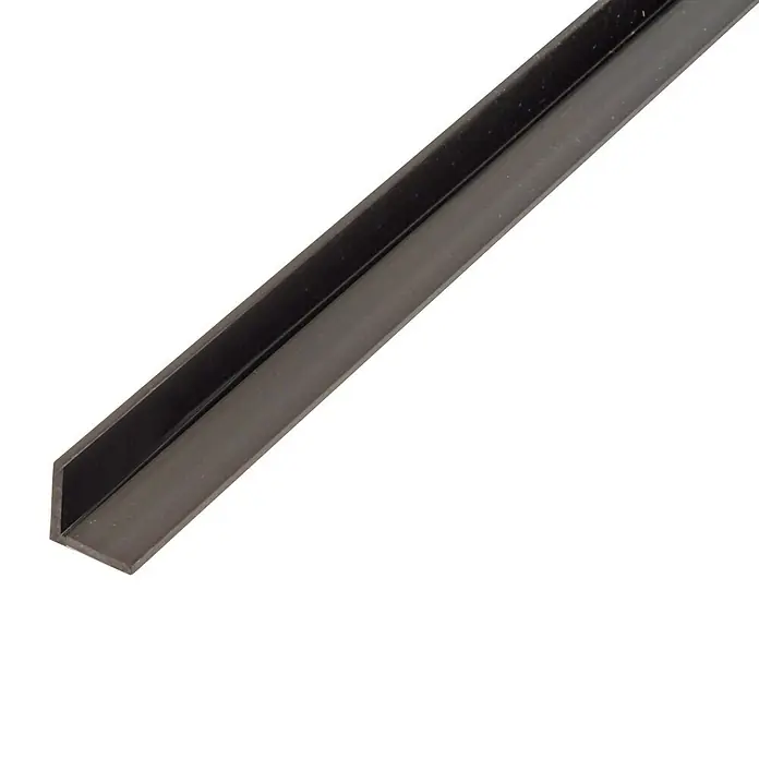 Kantoflex Winkelprofil - 1.000 x 15 x 15 mm, Stärke: 1 mm, Kunststoff, Schwarz - Dunkelgraues L-förmiges Winkelprofil.