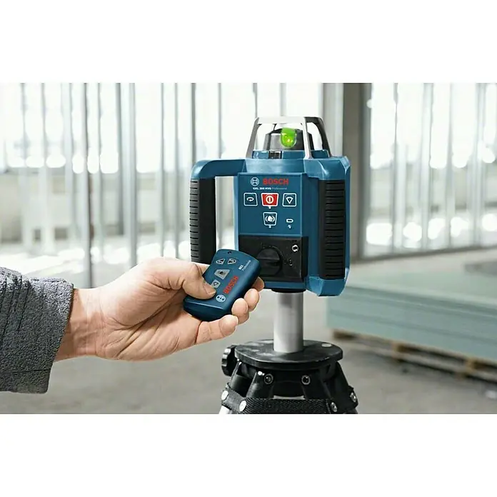 Bosch Professional Rotationslaser GRL 300 HVG - Max. Arbeitsbereich: 100 m, 5 -tlg. - Bosch GRL 300 HVG Rotationslaser mit Fernbedienung, ideal für präzise Nivellierungsarbeiten im Innen- und Außenbereich.