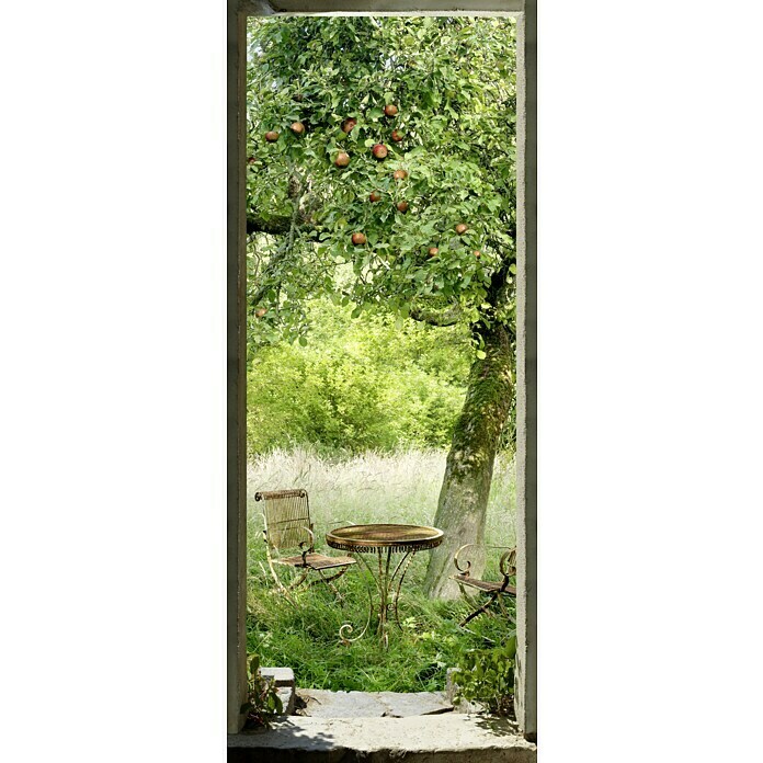 Türaufkleber (Ausblick in den Garten, 83 x 204 cm)