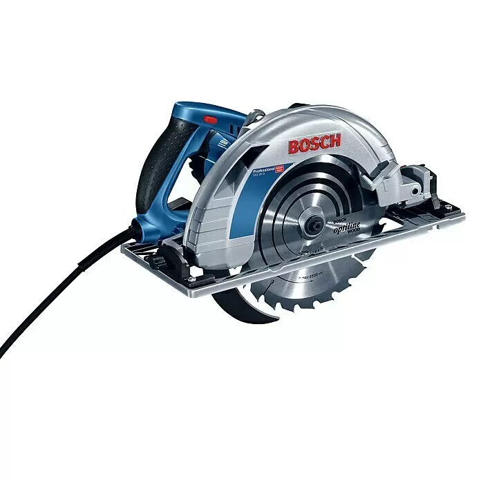 Bosch Professional Handkreissäge GKS 85 G - 2.200 W, Durchmesser Sägeblatt: 235 mm - Professionelle blau-silberne Bosch Handkreissäge, Modell GKS 85 G, mit ergonomischem Griff und einem Holzsägeblatt.