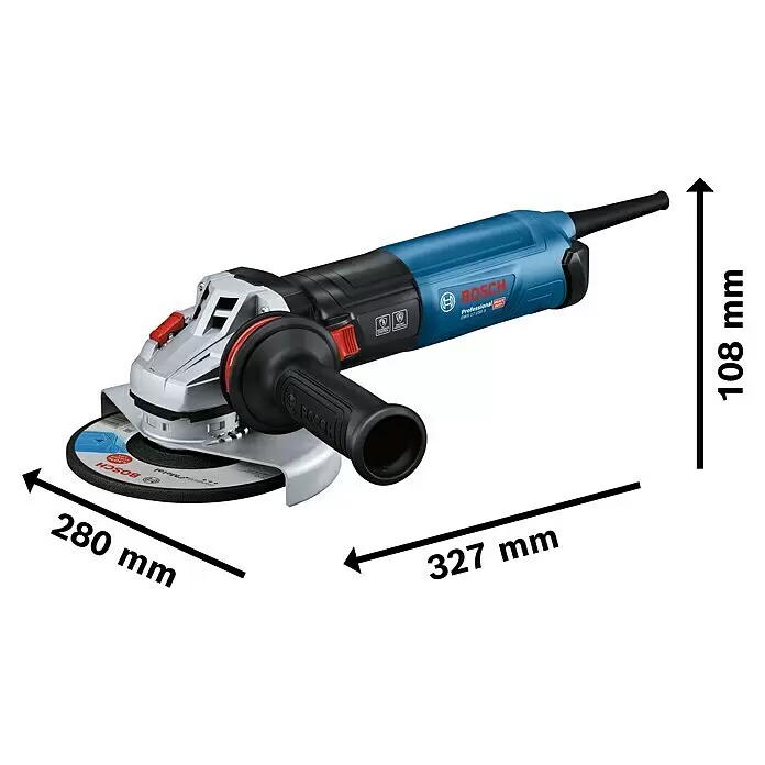 Bosch Professional Elektro-Winkelschleifer GWS 17-150 S - 1.700 W, Durchmesser Scheibe: 150 mm, Leerlaufdrehzahl: 2.400 U/min - 9.700 U/min - Skizze