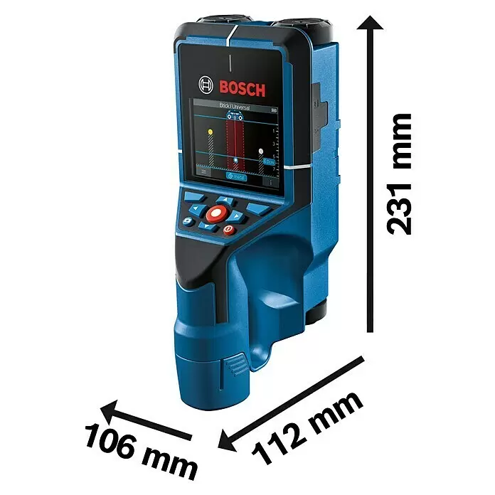 Bosch Professional Ortungsgerät D-tect 200 C - 1 Akku, Arbeitsbereich: 200 mm - Blauer Bosch Wandscanner mit Digitalanzeige für Detektion, Maße: 231mm H, 112mm T, 106mm B.