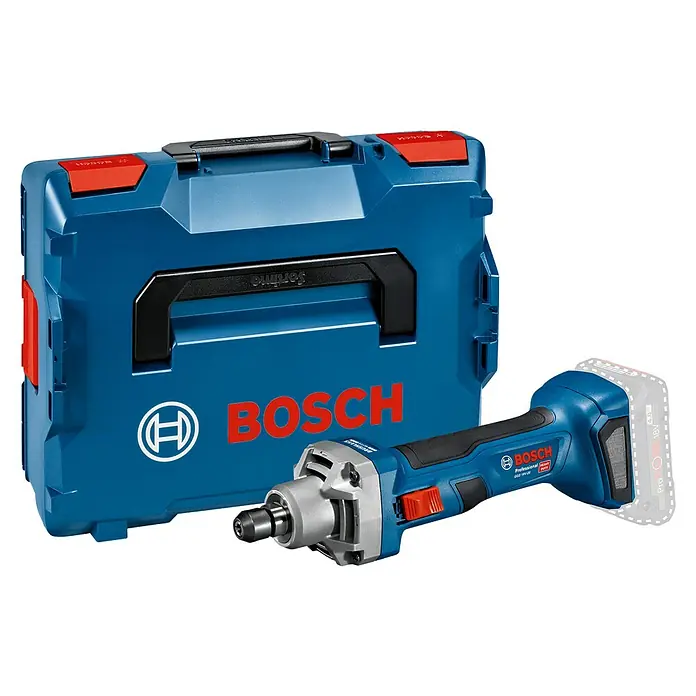 Bosch Professional AMPShare 18V Akku-Geradschleifer GGS 18V-20 - 18 V, Ohne Akku, Leerlaufdrehzahl: 24.000 U/min, Kunststoffkoffer - Das Bild zeigt ein Bosch GGS 18V-20 Professional Geradschleifer Set mit zugehörigem Werkzeugkoffer.