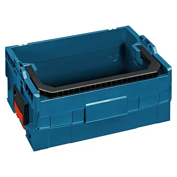 Bosch Professional Werkzeugkoffer LT-Boxx 170 - L x B x H: 44 x 34,5 x 18,5 cm, ABS - Blaue Kunststoff-Systembox mit schwarzem Innenteil und rotem Seitenverschluss.