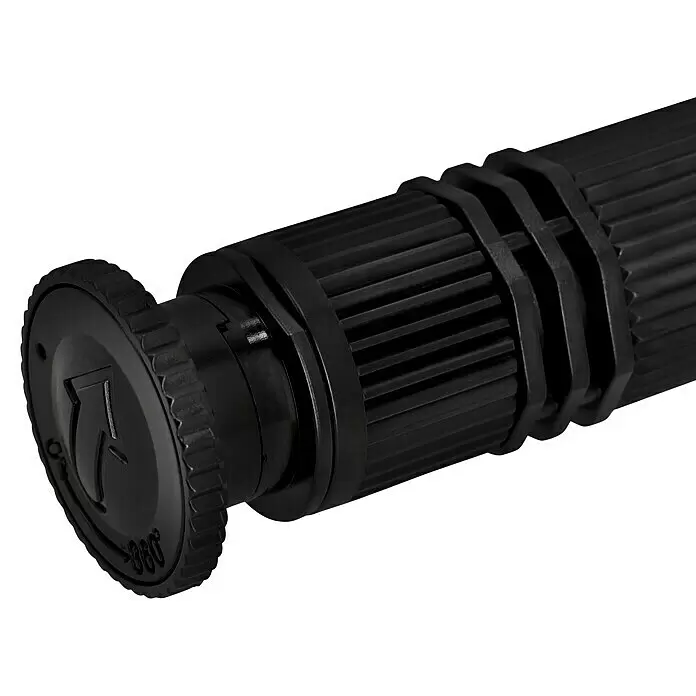 Neptun Kreisregner Set - 7 -tlg., Beregnungssektor: 5 ° - 360 ° - Schwarzer Bewässerungssprinklerkopf aus Kunststoff mit geripptem Gehäuse und einstellbarem 360-Grad-Düsenrad.