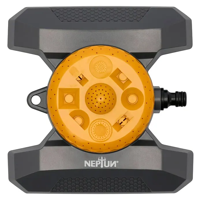 Neptun Vielflächenregner - Kunststoff - Bild eines Neptun-Gartenregners mit verschiedenen Sprühmodi, ideal für die Bewässerung von Gärten und Rasenflächen.