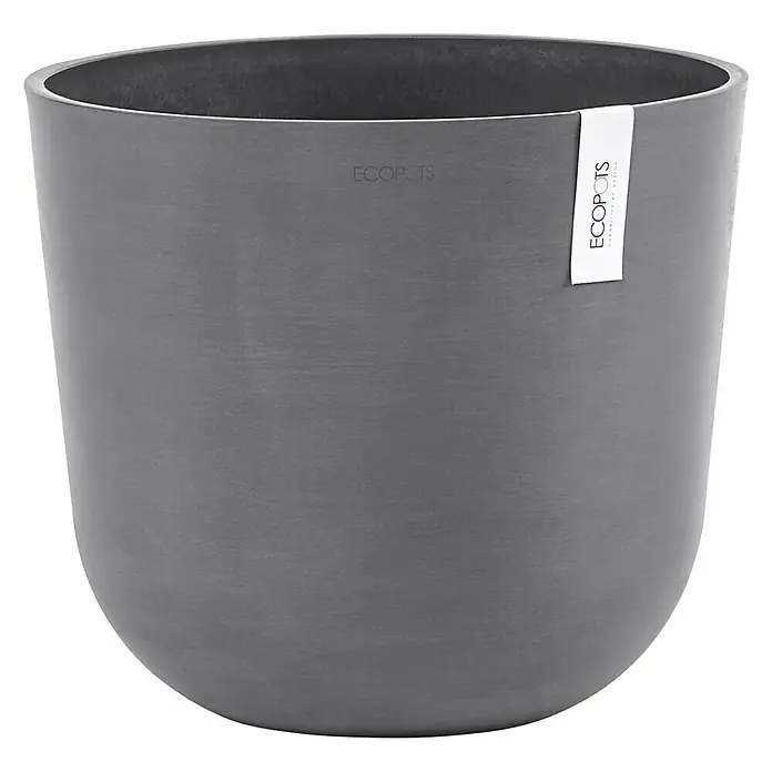 Ecopots Oslo Pflanztopf - Außenmaß (Ø x H): 35 x 30,5 cm, Kunststoff, Grau - Bild eines grauen Ecopots-Pflanzgefäßes, das sich ideal für den Innen- und Außenbereich eignet.