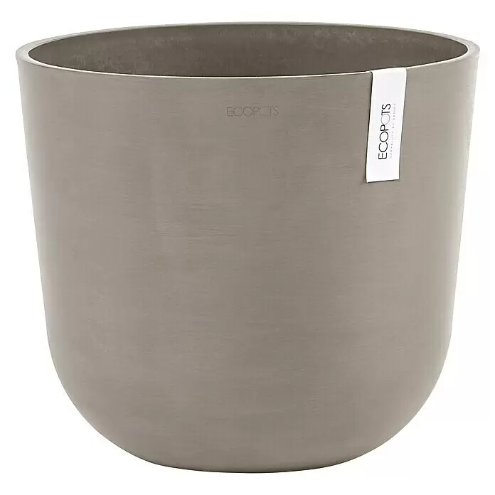 Ecopots Oslo Pflanztopf - Außenmaß (Ø x H): 35 x 30,5 cm, Kunststoff, Braungrau - Hellgrauer Ecopots Pflanztopf mit glattem, abgerundetem Design.