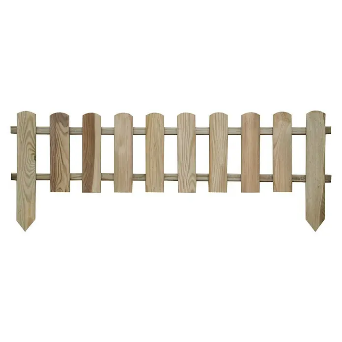 Joda Ministeckzaun - 120 x 45 cm, Kiefer, Kesseldruckimprägniert - Holzzaun mit abgerundeten Latten und Pfosten mit zugespitzten Enden. Perfekt, um den Garten abzugrenzen.
