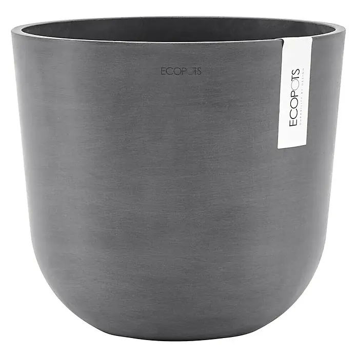 Ecopots Oslo Pflanztopf - Außenmaß (Ø x H): 25 x 21,8 cm, Kunststoff, Grau - Eleganter grauer Pflanztopf von ECOPOTS, ideal für Innen- und Außenbereiche. Robust, stilvoll und nachhaltig für Ihre Pflanzen.
