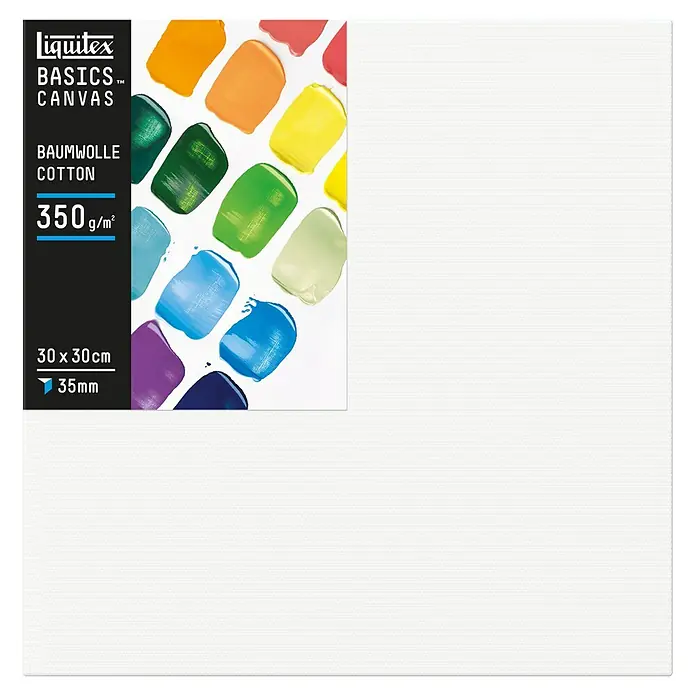 Liquitex Basics Keilrahmen Canvas Deep Edge - 30 x 30 x 3,5 cm, Baumwolle, 3-fach grundiert - Liquitex Basics Leinwand, 30x30 cm, 35 mm Tiefe. Ideal für Acrylfarben.