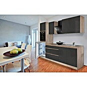 Respekta Premium Küchenzeile GLRP270HESG (Breite: 270 cm, Mit Elektrogeräten, Grau Hochglanz)