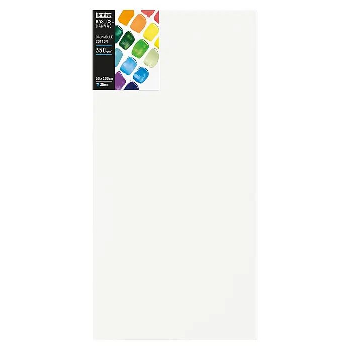 Liquitex Basics Keilrahmen Canvas Deep Edge - 100 x 50 x 3,5 cm, Baumwolle, 3-fach grundiert - Leinwand von Liquitex Basics, Baumwolle, 50x100 cm, 350g/m². Ideal für Acryl- und Ölmalerei, bietet eine robuste und gleichmäßige Oberfläche für kreative Projekte.