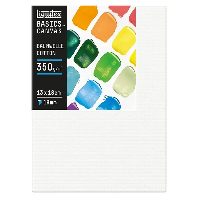 Liquitex Basics Keilrahmen Canvas - 18 x 13 x 1,9 cm, Baumwolle, 3-fach grundiert - Liquitex Basics Leinwand, 13 x 18 cm, 350 g/m², Baumwolle. Ideal für Künstler, die eine hochwertige und preiswerte Leinwand suchen.