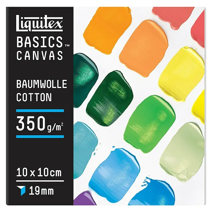 Liquitex Basics Keilrahmen Canvas - 10 x 10 x 1,9 cm, Baumwolle, 3-fach grundiert - Liquitex Basics Leinwand, 10x10cm, 350g/m² Baumwolle. Ideal für Acrylfarben und Mixed-Media-Techniken, perfekt für Anfänger und Profis.