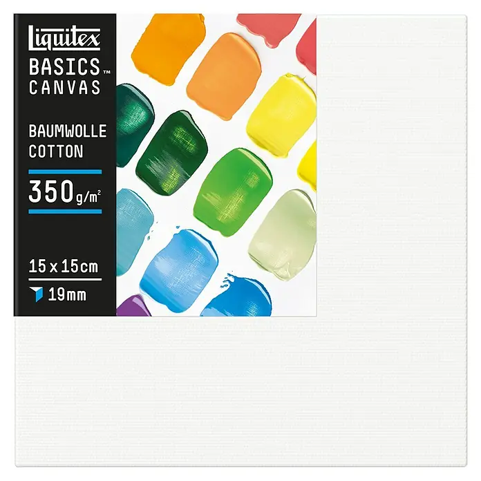 Liquitex Basics Keilrahmen Canvas - 15 x 15 x 1,9 cm, Baumwolle, 3-fach grundiert - Liquitex Basics Leinwand, 15x15cm, 350g/m², Baumwolle, ideal für Acryl- und Ölmalerei. Perfekt für Künstler und Hobbyanwender.