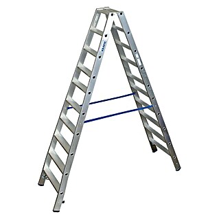 Krause Stabilo Stufen-Doppelleiter (Arbeitshöhe: 3,9 m, Anzahl Tritte: 2 x 10 Stufen, Tiefe Stufen: 80 mm, Aluminium)