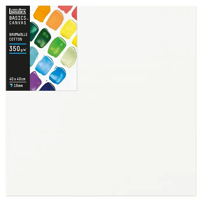 Liquitex Basics Keilrahmen Canvas - 40 x 40 x 1,9 cm, Baumwolle, 3-fach grundiert - Leinwand von Liquitex Basics Canvas, 40 x 40 cm, mit Baumwolle bezogen, ideal für Acryl- und Ölmalerei. Die Leinwand ist grundiert und einsatzbereit.