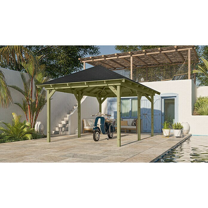 Karibu Pavillon Perida Set (485 x 345 cm, Schwarz, Natur)