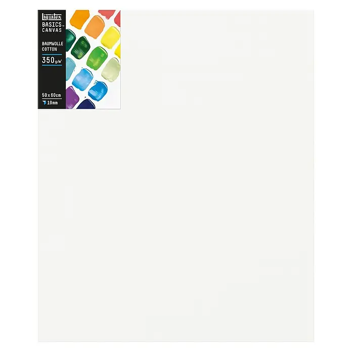 Liquitex Basics Keilrahmen Canvas - 60 x 50 x 1,9 cm, Baumwolle, 3-fach grundiert - Liquitex Basics Leinwand, 50x60cm, 350g/m², ideal für Acryl- und Ölmalerei. Hochwertige Baumwolle für beste Ergebnisse auf der Künstlerleinwand.