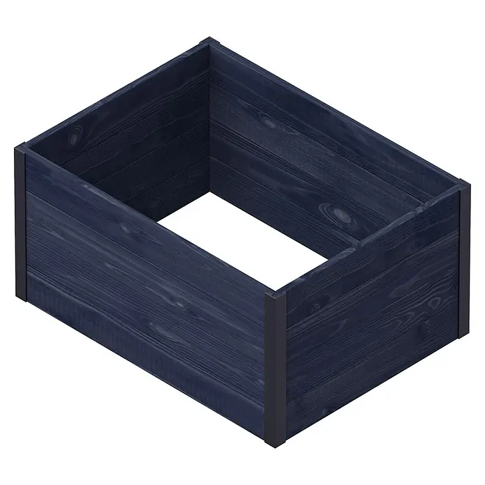 Upyard Hochbeet Gardenbox I-Box - 80 x 60 x 40 cm, Holz, Schwarz - Hochbeet aus dunkelblauem Holz mit Metallecken, ideal für den Garten und den Anbau von Pflanzen.