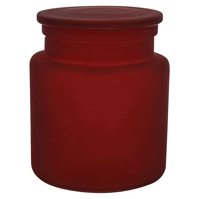 Spirella Yoko Organizador para algodón - L x An x Al: 10,2 x 10,2 x 12 cm, Burdeos - Recipiente cerámico rojo con tapa, ideal para almacenar utensilios de cocina o como pieza decorativa. Su color aporta calidez y estilo.