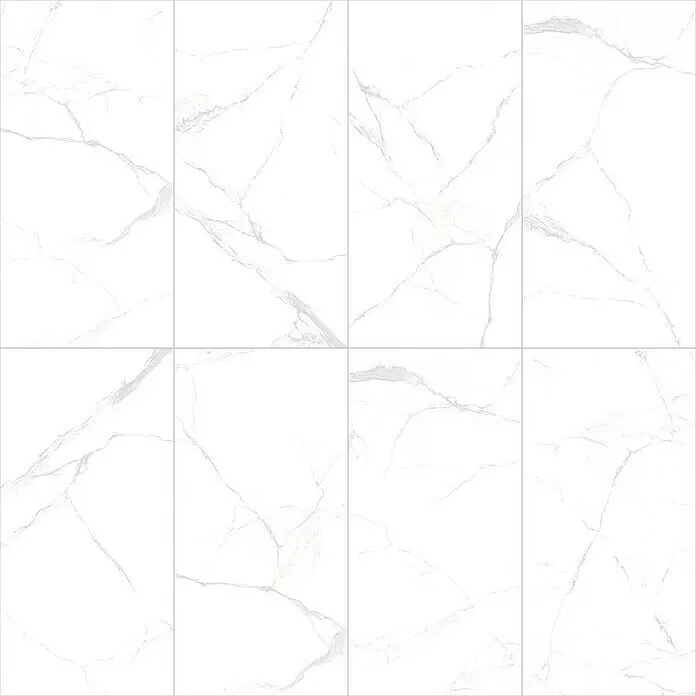 Feinsteinzeugfliese Marble Neo Cala - 60 x 120 cm, Weiß/Silber, Glänzend - Draufsicht