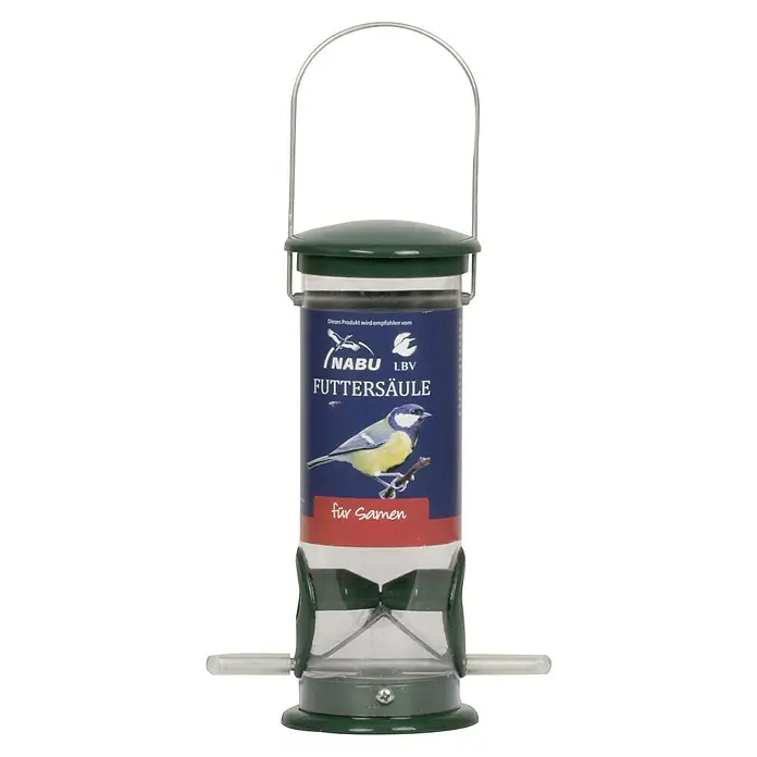 CJ Wildlife Futterspender - 84 x 84 x 220 mm, Kunststoff - Eine freistehende Vogelfutterstation mit rundem Behälter zur Samenbefüllung und einer stabilen Aufhängevorrichtung für den Garten.