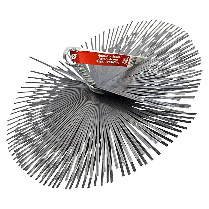 Deshollinador - Diámetro: 200 mm, Alambre de acero - Cepillo de drenaje de acero con un práctico lazo para colgar. Ideal para limpiar tuberías y desagües.