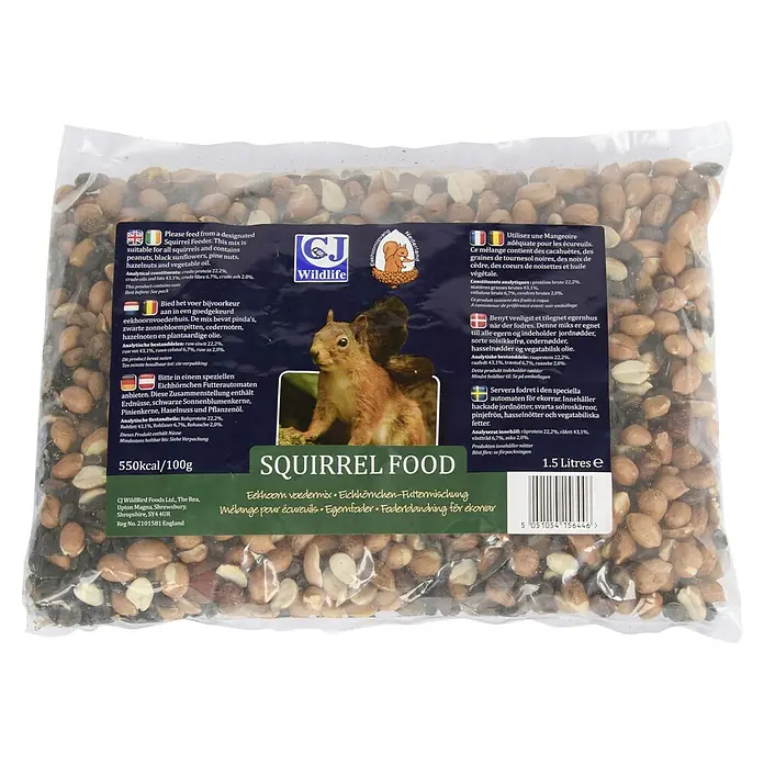 CJ Wildlife Eichhörnchenfutter -  - Eichhörnchenfutter in einer durchsichtigen Verpackung.
