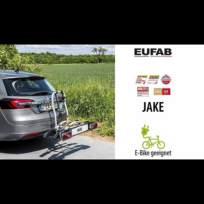 Eufab Fahrradträger Jake (Geeignet für: 2 Fahrräder, Traglast: 60 kg,  Passend für: Fahrzeuge mit Anhängerkupplung)