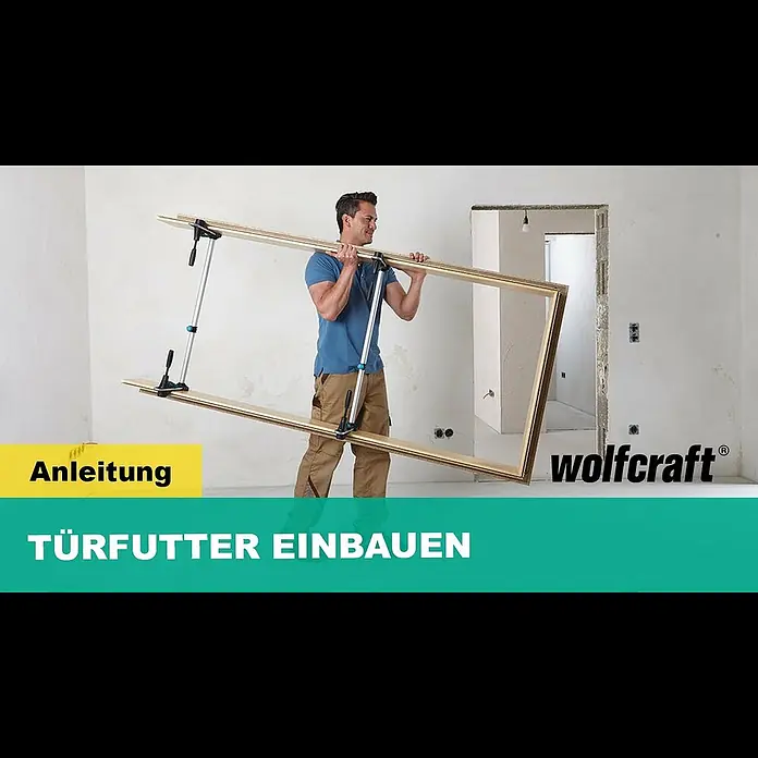 Wolfcraft Türfuttermontage-Set Pro - Passend für: Türen mit 610 - 985 mm Breite - Tür einbauen - Anleitung ohne Brechen der Türzarge | wolfcraft