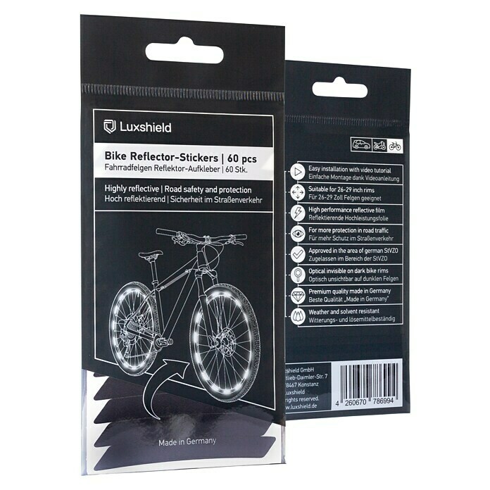 Luxshield Reflektor Set für Fahrradfelgen (60 -tlg., Geeignet für