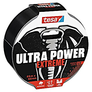 Tesa Ultra Power Cinta de malla de reparación Ultra Power Extreme (Negro, 25 m x 50 mm)