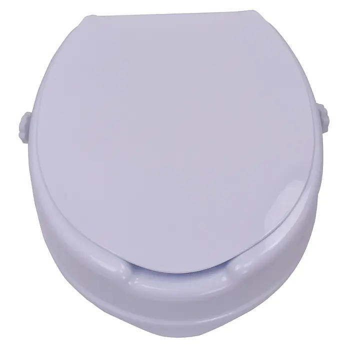 careosan WC-Sitzerhöhung - 10 cm, Kunststoff, Weiß - Hier sehen wir einen erhöhten Toilettensitz, der für mehr Komfort und Unterstützung im Badezimmer sorgt. Praktisches Hilfsmittel.