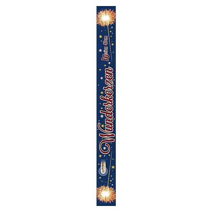 Christbaumkerze Wunderkerzen - 10 Stk., Länge: 40 cm - Blaue Verpackung für 40 Wunderkerzen, mit hellen Funken, Sternen und Text '40 STÜCK Wunderkerzen'. Enthält ein 'PYRO AUSTRIA' Logo.