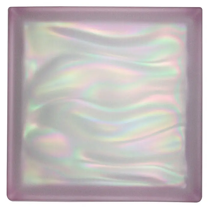Fuchs Design Glasbaustein BM Perlmutt - Amethyst, Aqua, 19 x 19 x 8 cm, Beidseitig satiniert - Quadratischer, dekorativer Glasbaustein in mattem Lila mit schimmernder Oberfläche, ideal für moderne Innenräume oder als stilvolles Deko-Element.