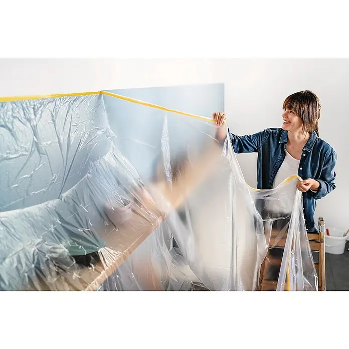 Telo Copritutto Tesa Easy Cover - 17m X 260cm Con Nastro Biadesivo, Per Verniciatura - Foto 14