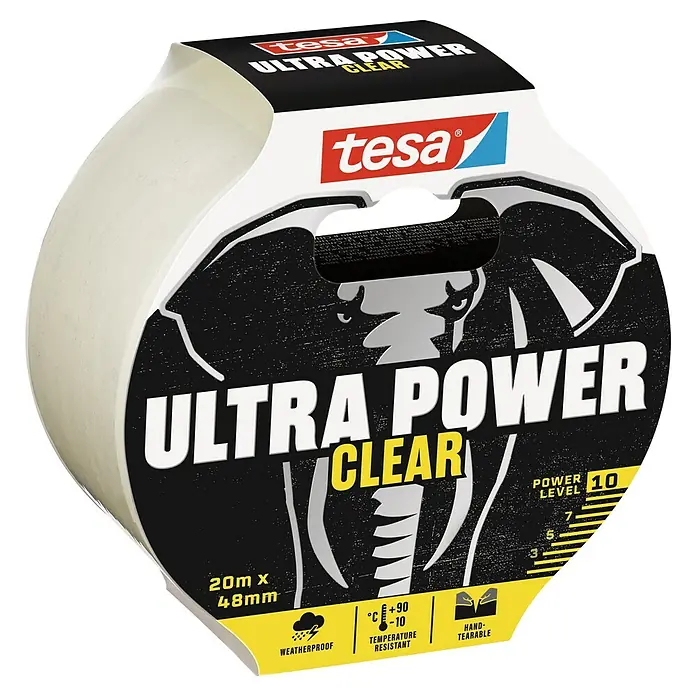 Tesa Ultra Power Reparaturklebeband Clear - Transparent, 20 m x 50 mm - Tesa Ultra Power Clear: Starkes, transparentes Klebeband für vielfältige Anwendungen. Wetterfest, temperaturbeständig & handreißbar.