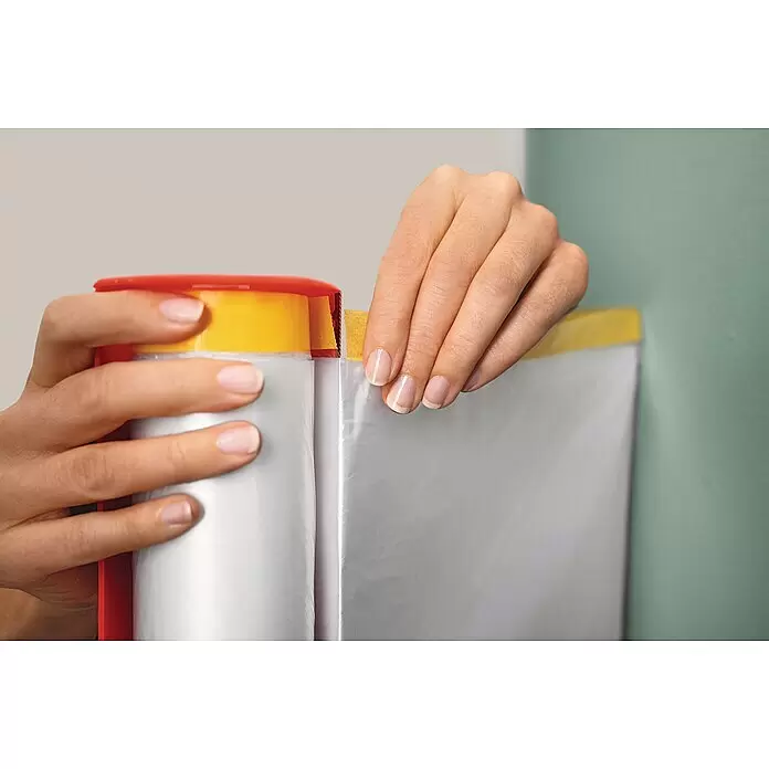 Tesa Abdeckfolie Easy Cover Perfect+ im Spender - L x B: 33 m x 140 cm - Anwendungsbeispiel