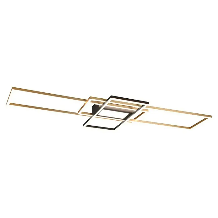 Trio Leuchten LED-Deckenleuchte Irvine - 60 W, L x B x H: 42 x 105 x 42 cm, Messing matt, Mehrfarbig - Moderne LED-Deckenleuchte mit geometrischen Formen und warmem Licht für eine stilvolle Beleuchtung in jedem Raum.