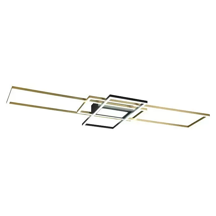 Trio Leuchten LED-Deckenleuchte Irvine - 60 W, L x B x H: 42 x 105 x 42 cm, Messing matt, Mehrfarbig - Diagonale Ansicht