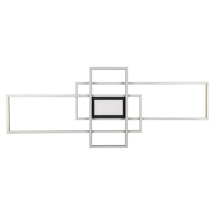 Trio Leuchten LED-Deckenleuchte Irvine - 60 W, L x B x H: 42 x 105 x 42 cm, Messing matt, Mehrfarbig - Wandleuchte mit verchromtem Rahmen, bestehend aus mehreren rechteckigen Elementen, die ein modernes und elegantes Design erzeugen.