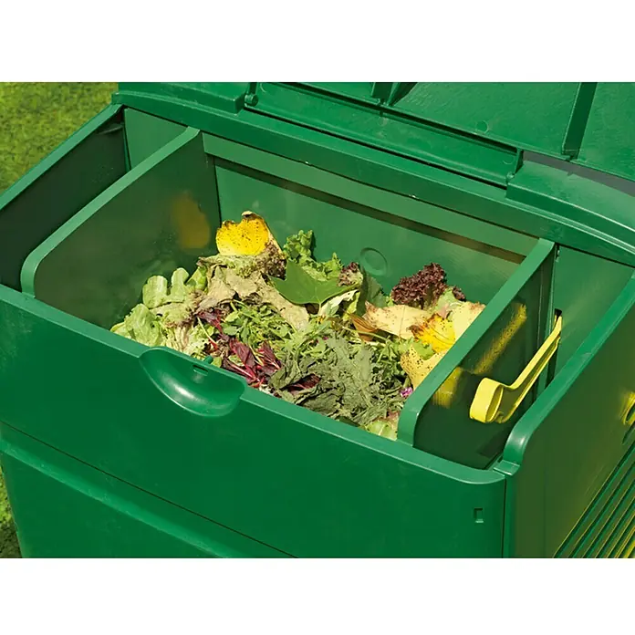 Juwel Aeroplus Komposter 6000 - 600 l, 79 x 79 x 110 cm - Grüner Kompostbehälter voller Gartenabfälle, ideal für die Herstellung von nährstoffreichem Kompost für den Garten.